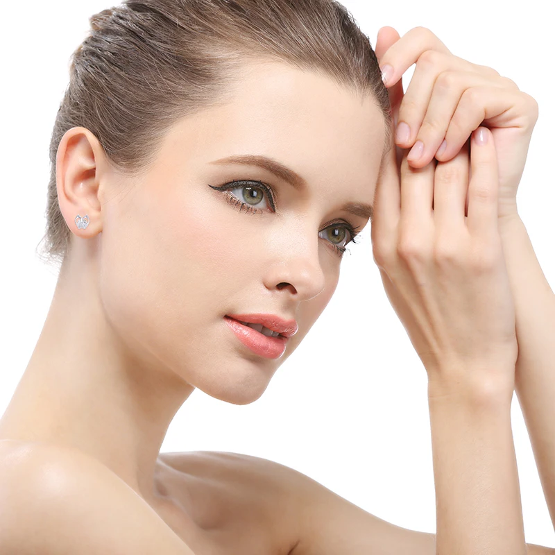 Благородные женские серьги из чистого серебра 925 пробы розового золота в форме