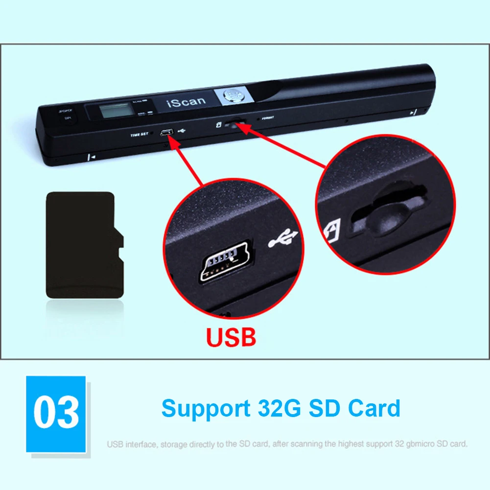 Handheld Mobile Portable Image Document Scanner PC A4 Hand 900DPI USB2.0 Scaner Support JPG/PDF Format | Компьютеры и офис