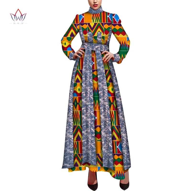 new Danshiki Africa Dress for Women Bazin Riche Sexy Wedding Party long sleeve long Dress Traditional African Clothing WY5677