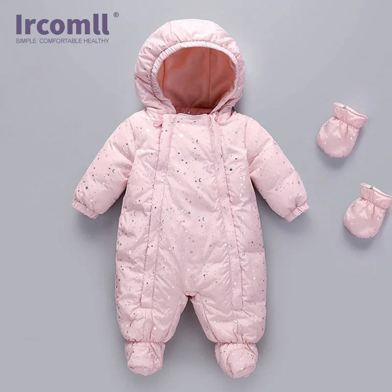 Ircomll Детский комбинезон для новорожденных русской зимы ветрозащитный белый с