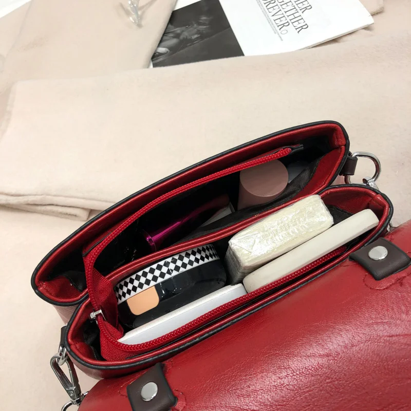 

Ladies handbags solid color PU ladies shoulder bags fashion messenger bags casual small bags retro ladies bags