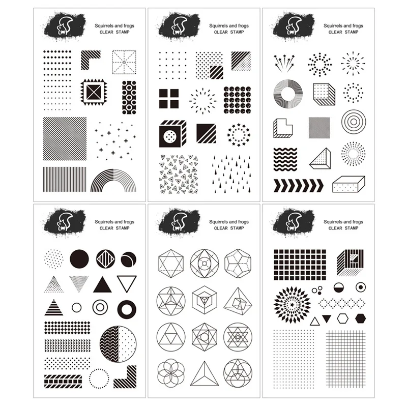 Винтажный прозрачный силиконовый штамп с геометрическим рисунком для