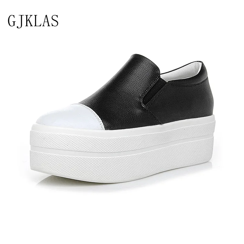 

Hidden Heel Shoes Sneakers Wedge Slip on Genuine Leather Shoes for Women Platform Sneakers Casual Women's Chunky Shoes Sneakers