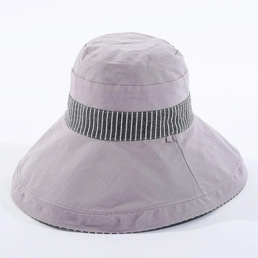 Панама женская с широкими полями летняя Солнцезащитная шляпа в полоску для