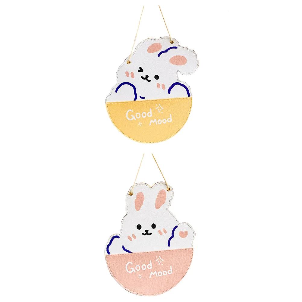 2pcs Cartoon Storage Hanging Bag Wall Hanging Sundries Storage Bag Leather Bag