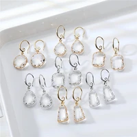 new trendy korean transparent clear glass crystal dangle earrings for women glass crystal drop earring gift