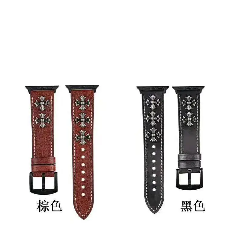 Модный панк ремешок с заклепками 42 мм 44 Роскошные Кожаные Ремешки для наручных