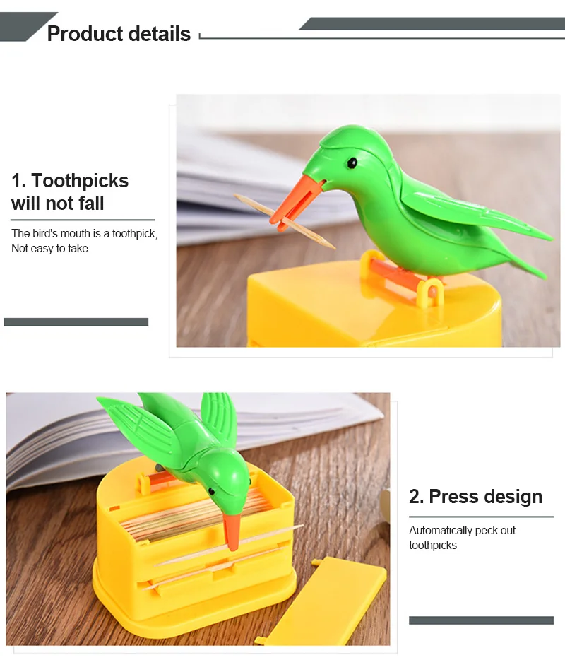 

Full-automatic Small Bird Toothpick Holder Creative Eco-friendly Holder Convenient Bamboo Stick Box Toothpick Holder Home Tools