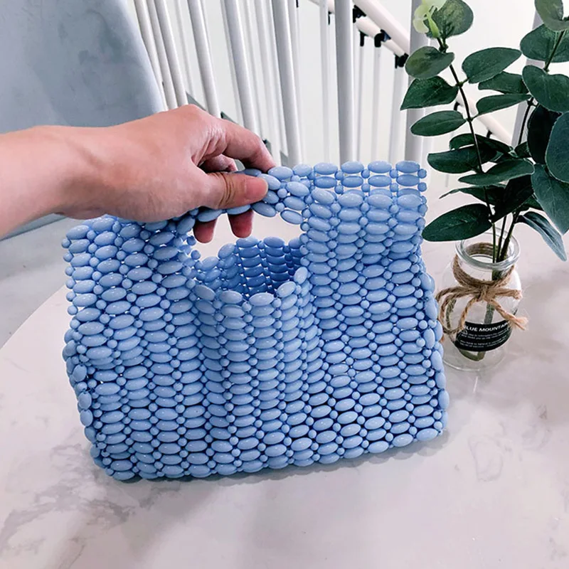 

Handmade Women Pearl Bags Luxury Designer Handbag Beaded Shoulder Bags Fashion Evening Party Women's Bag Clutch Purse 2021