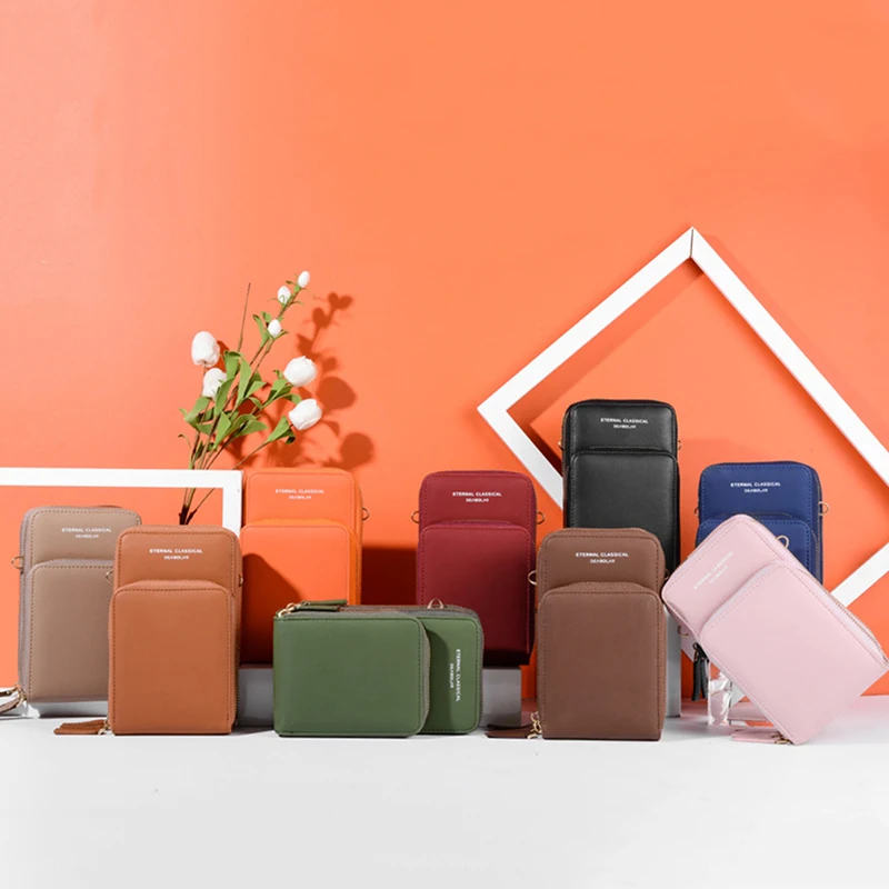 Женский однотонный кошелек маленькая Диагональная Сумка многофункциональная