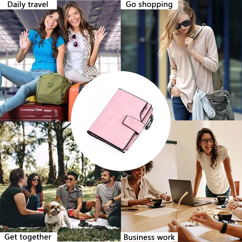 

FACTOO Fashion Short Women's Wallet Card Holder Buttons Zipper PU Leather Wallet Female Purses Lady Coin Small Bag Casual Clutch