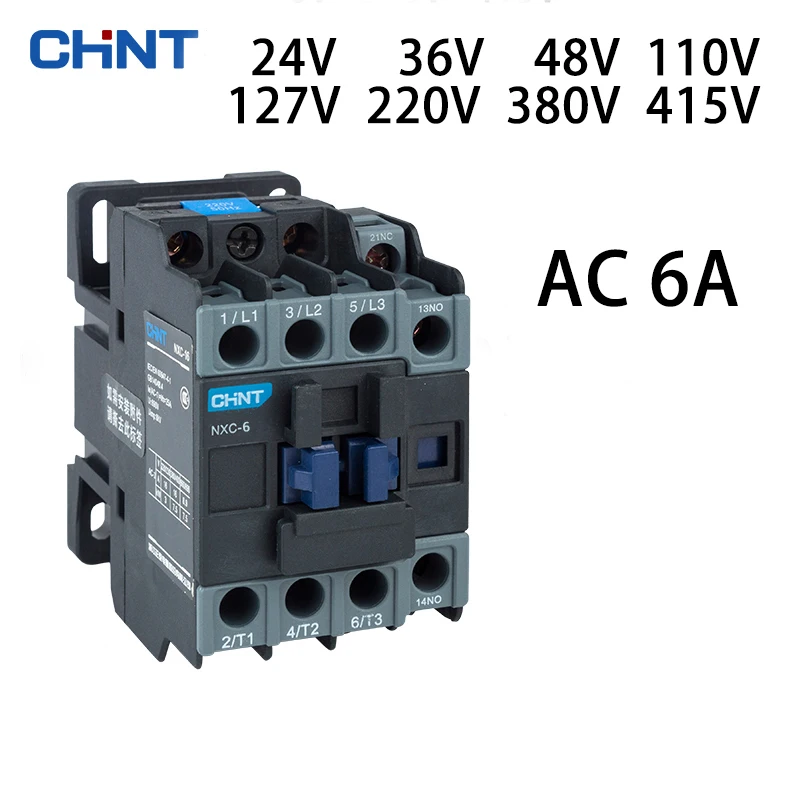 

CHINT NXC-6 contactor 6A AC 24V 36V 48V 110V 127V 220V 380V 415V Normally open normally closed Kunlun series products