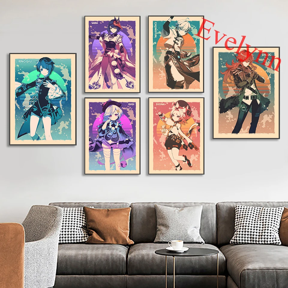 

Electronic Games Genshin Impact Anime Girl Poster For Living Room Cuadros Home Decor Prints On Canvas Wall Art Picture Gift