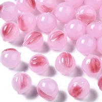 50pcs half drilled handmade lampwork peach beads pearl pink for bracelet necklace diy jewelry making crafts decor accessories