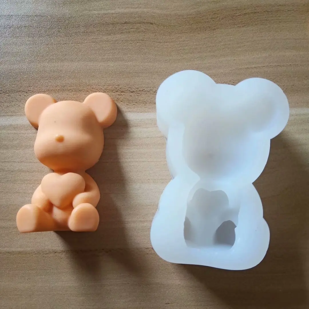 Милый новый Fondant (сахарная) силиконовой формы для выпечки любящее сердце медведь