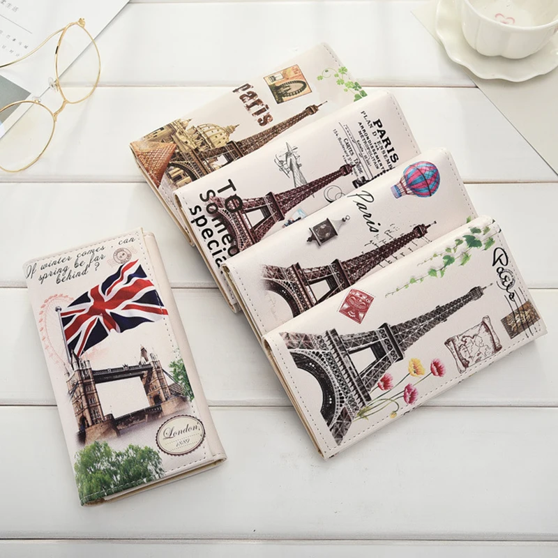 2019 кошелек с Эйфелевой башней женский длинный милый кожаный кисточками женские