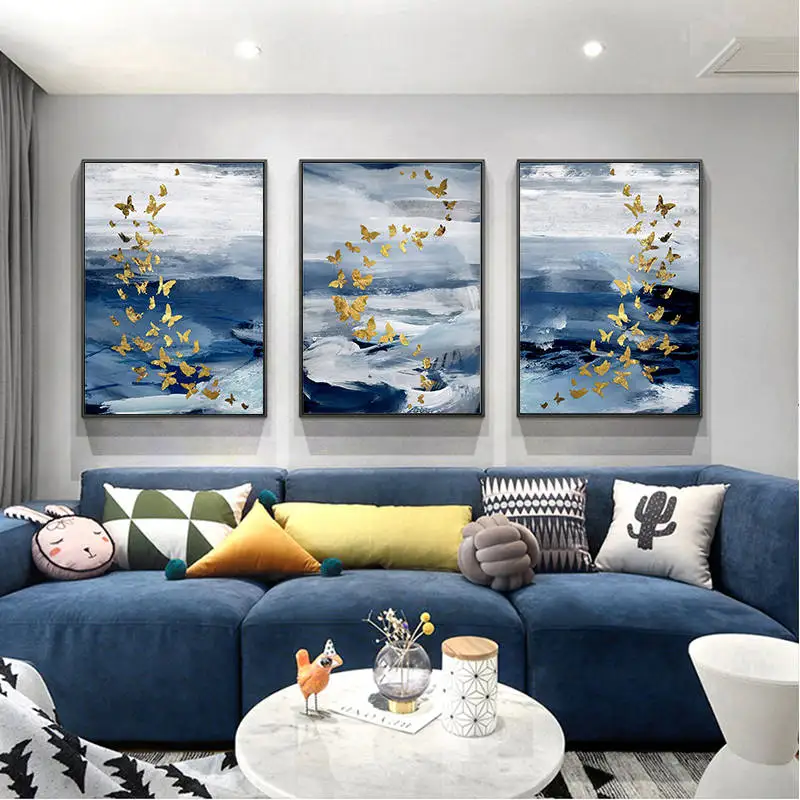 Цветные чернила брызги золотые бабочки холст картины плакаты печать стены