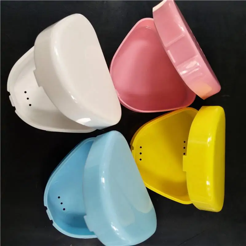 

4PCS Mouth Guard Case Assorted Color Protective Denture Box Retainer Case False Teeth Storage Box Denture Storage Box