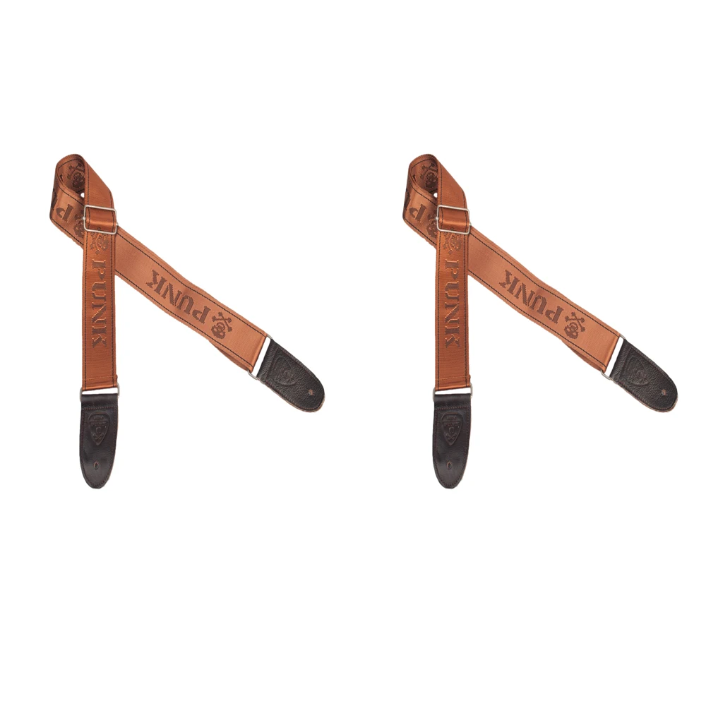

2PCS Coffee color Guitar Strap PU Guitar Accessories Adjustable Shoulder Strap PU Leather End