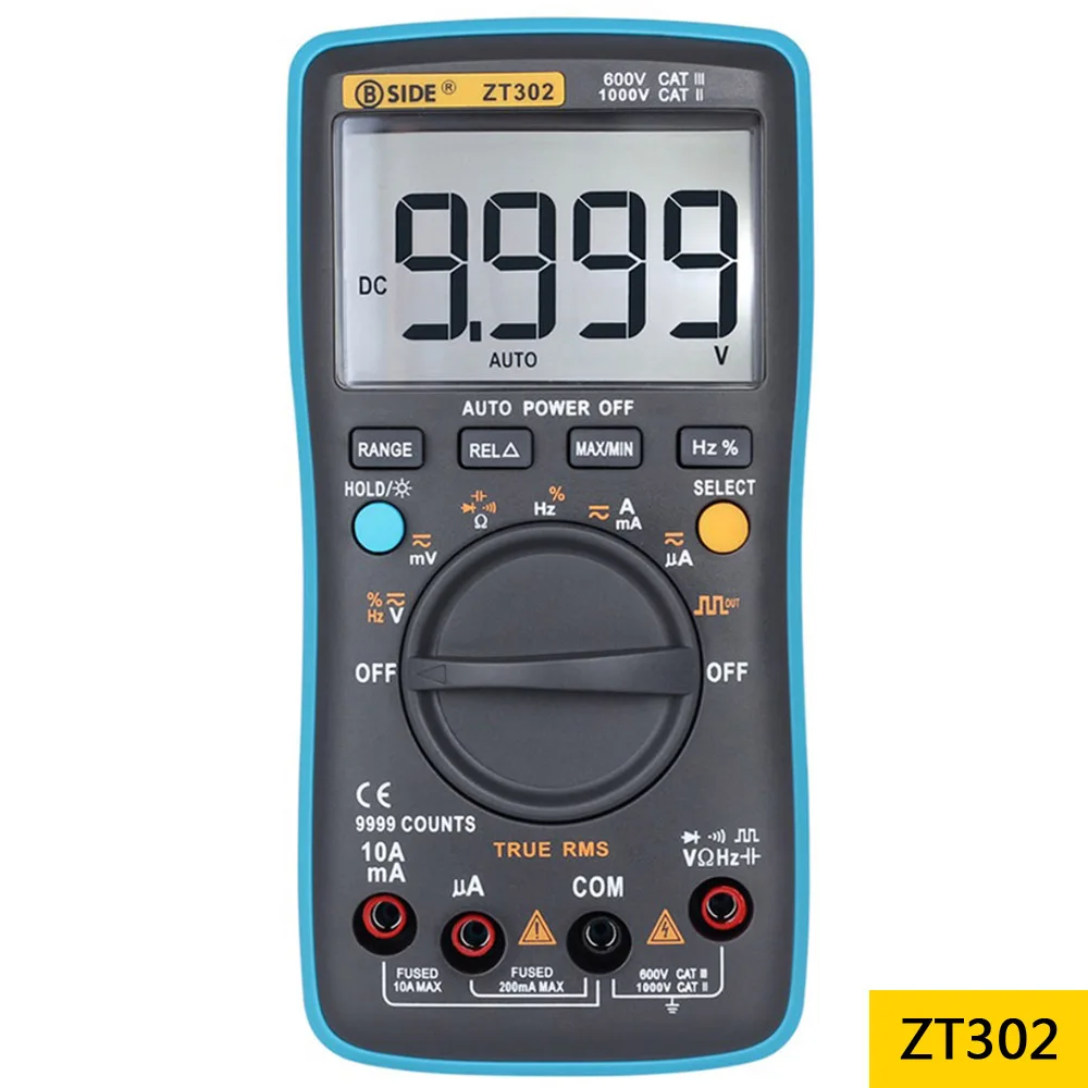 Цифровой мультиметр BSIDE ZT301 302 True-RMS DC/DA Вольтметр Амперметр Multimetro DMM Сопротивление ом крышка Гц температура тестер - Цвет: ZT302