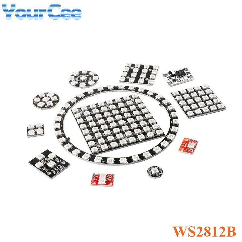 Модуль светодиодной панели WS2812 WS2812B 1 2 4 7 9 16 25 32 64 бит WS 2811 5050 RGB цветной контроллер 5