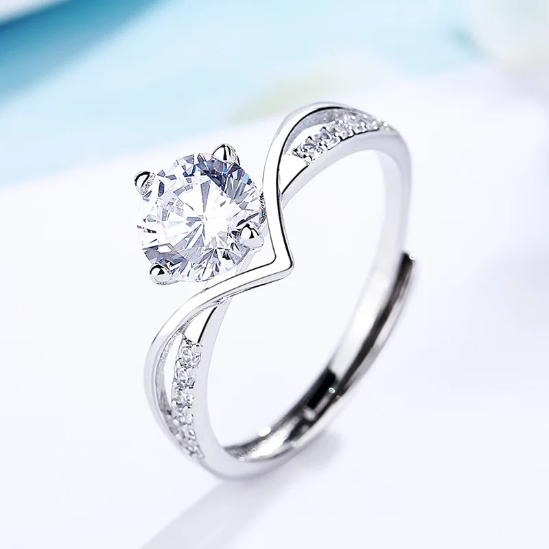 

New Classic Fashion Silver Princess Crown 1ct 6.5mm Simulated Diamond Moissanite Stone Ring Brilliant Cut wedding Jewelry