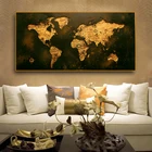 Картина на холсте, Черное золото, современное искусство, карта мира, классический стиль, абстрактная роспись, современное Безрамное украшение для дома