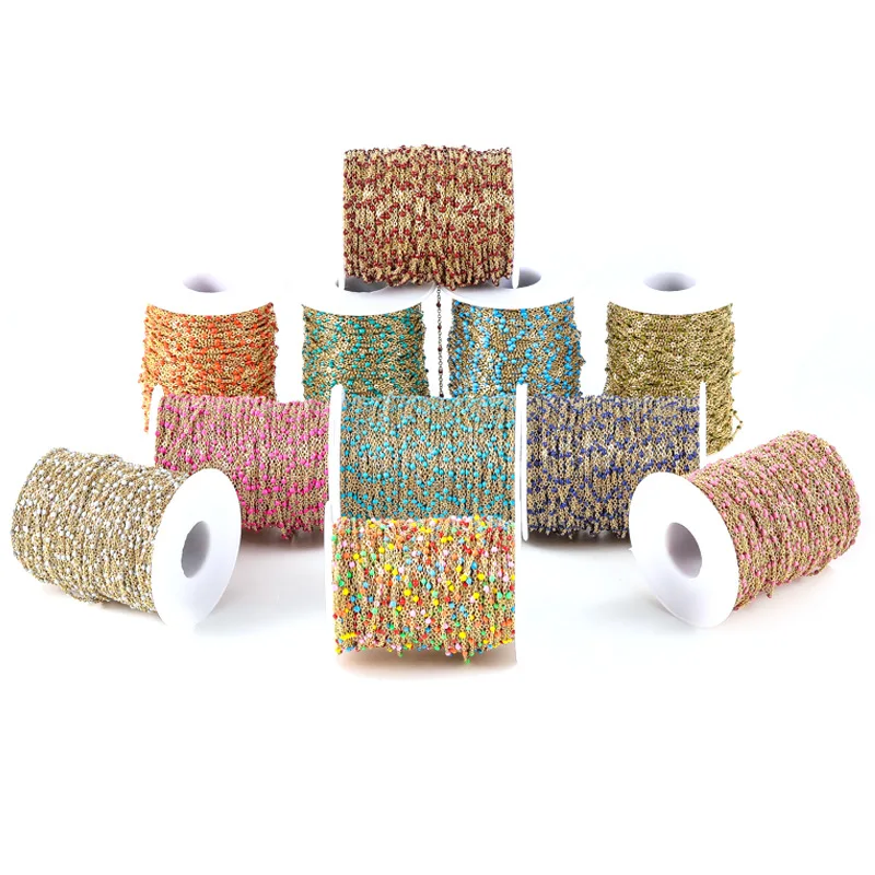 

5 Meters/Lot Stainless Steel Bead Chain Roll Cable Enamel Gold Necklace Ball Chain for Jewelry Making Components DIY Wholesale
