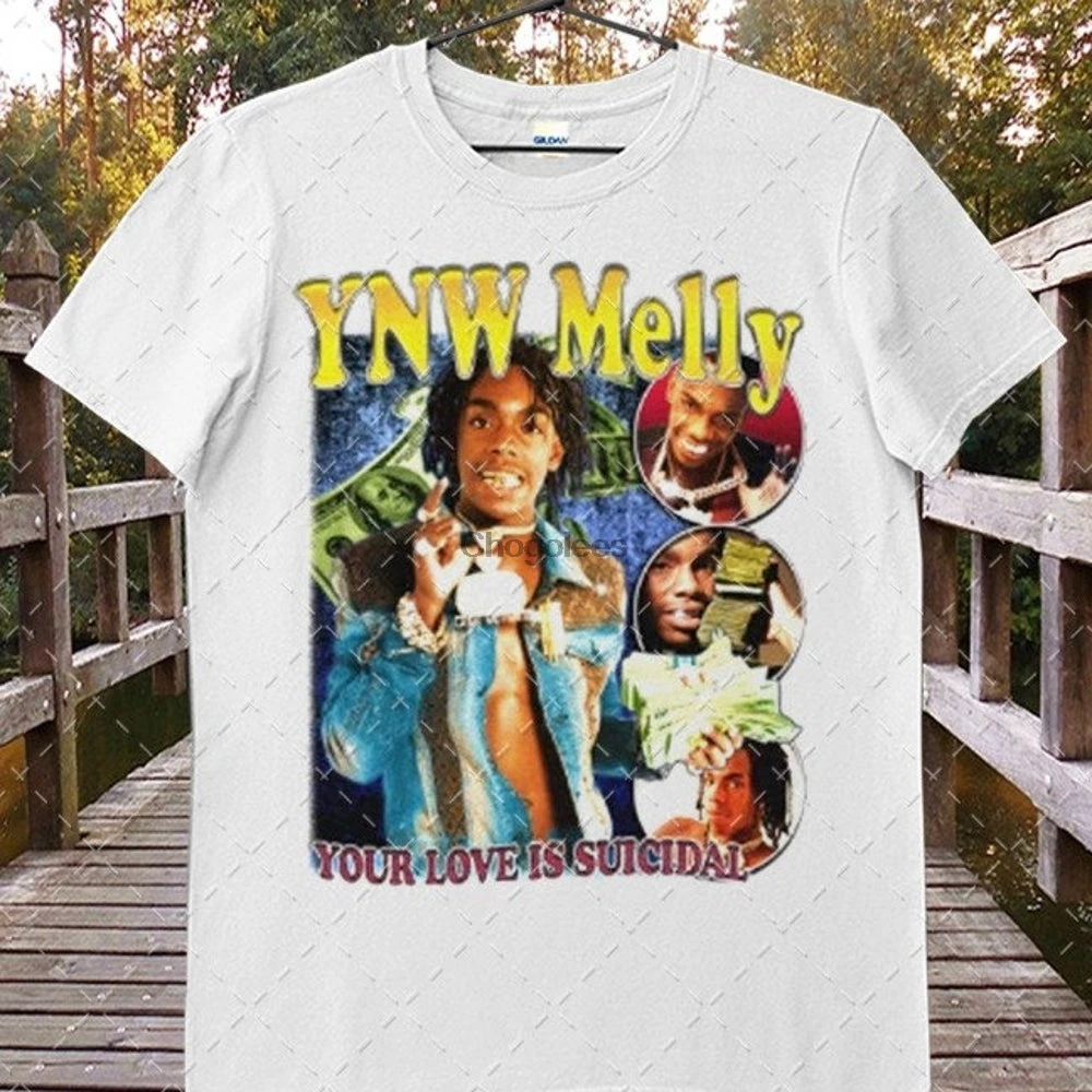 Винтажная футболка унисекс YNW Melly в стиле 90-х рэп (1) |