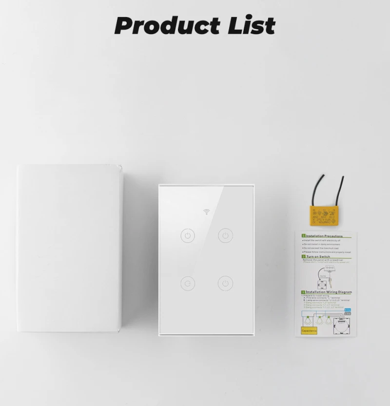 

1/2/3/4 Gang WiFi 433MHZ Smart Touch Switch Home Wall Button Tuya Smart Life App Work With Alexa Google Home App Intelligence