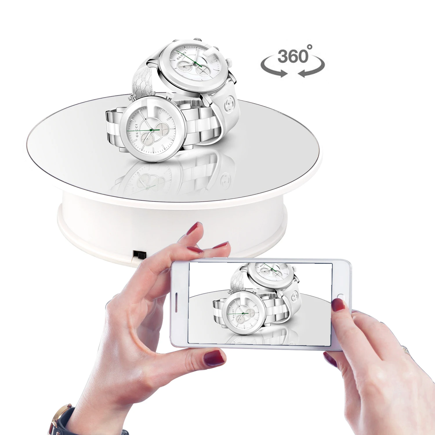 

360 Degree Electric Rotating Turntable Stand Jewelry Earring Ring Model Display Stand for Photography Shooting Props Load 1KG