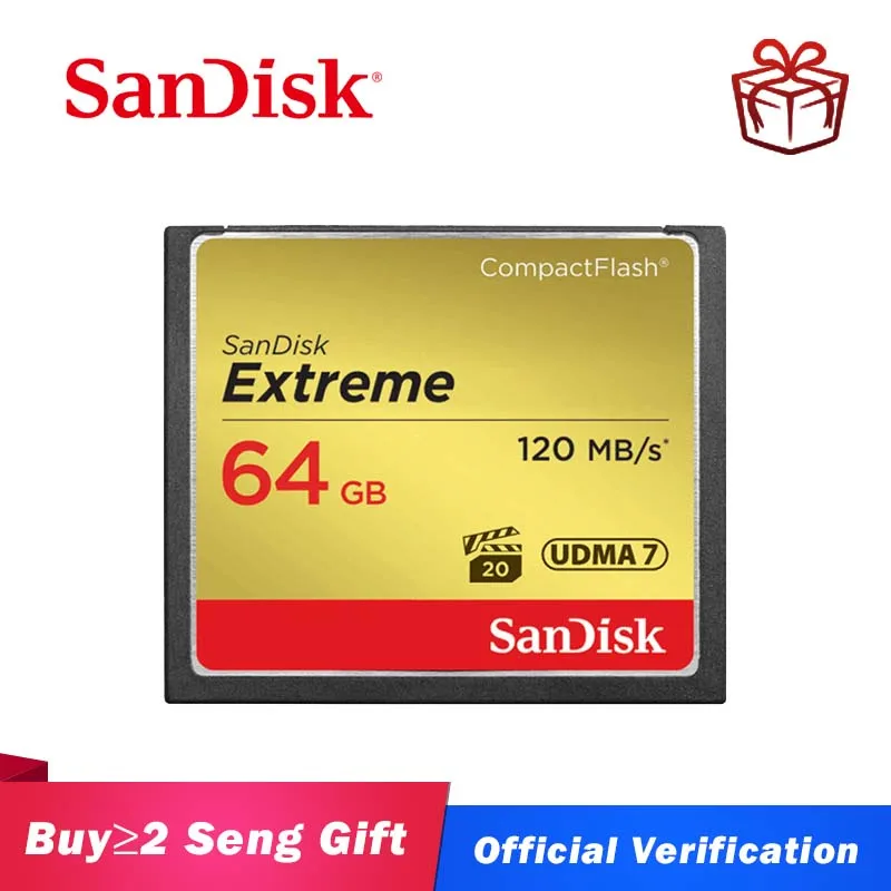 Карта памяти SanDisk Extreme 16 ГБ 32 64 128 компактная флеш карта класс 10 120 м/с CF для 4K и Full HD