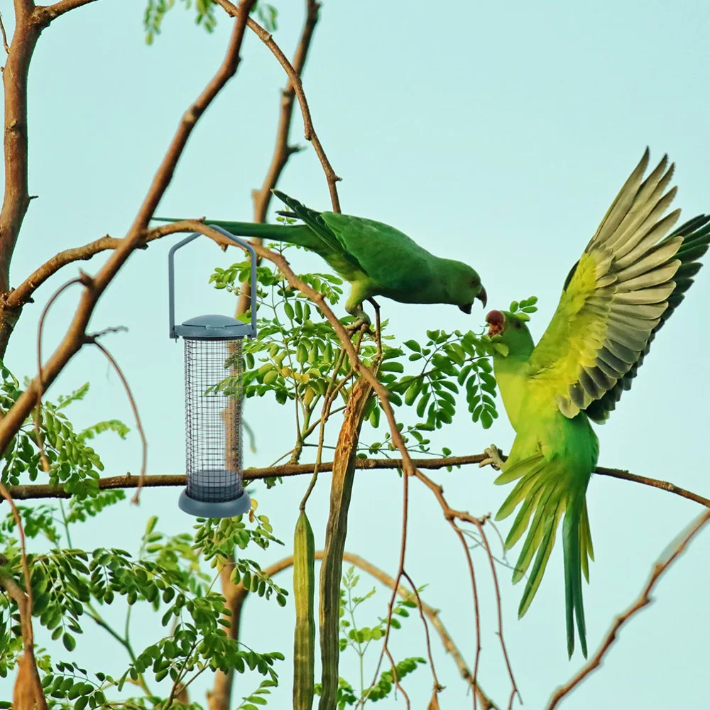 

2pcs Hanging Metal Bird Feeder Outdoor Peanut Holder Mesh Feeder (Green)