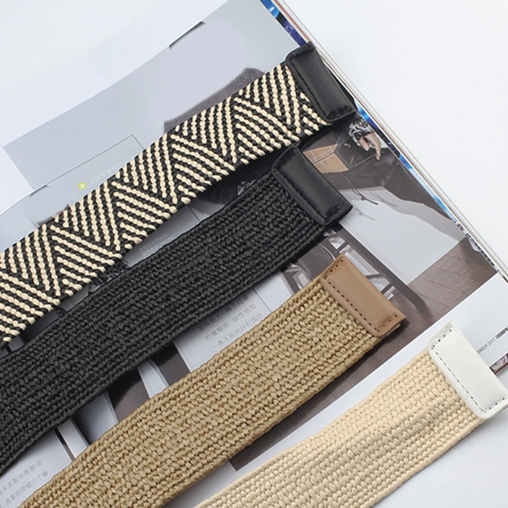 Винтажный плетеный пояс в стиле бохо Однотонный женский ремень с круглой