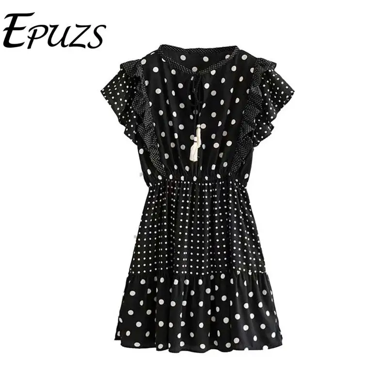 Летнее платье 2019 сексуальное богемное платья в белый горошек для девочек принт