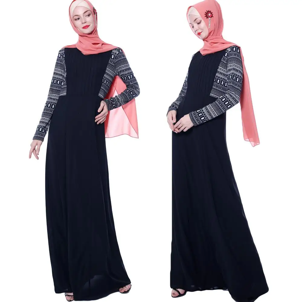 Дубай abaya мусульманские исламские Женщины Платье макси с длинным рукавом халат