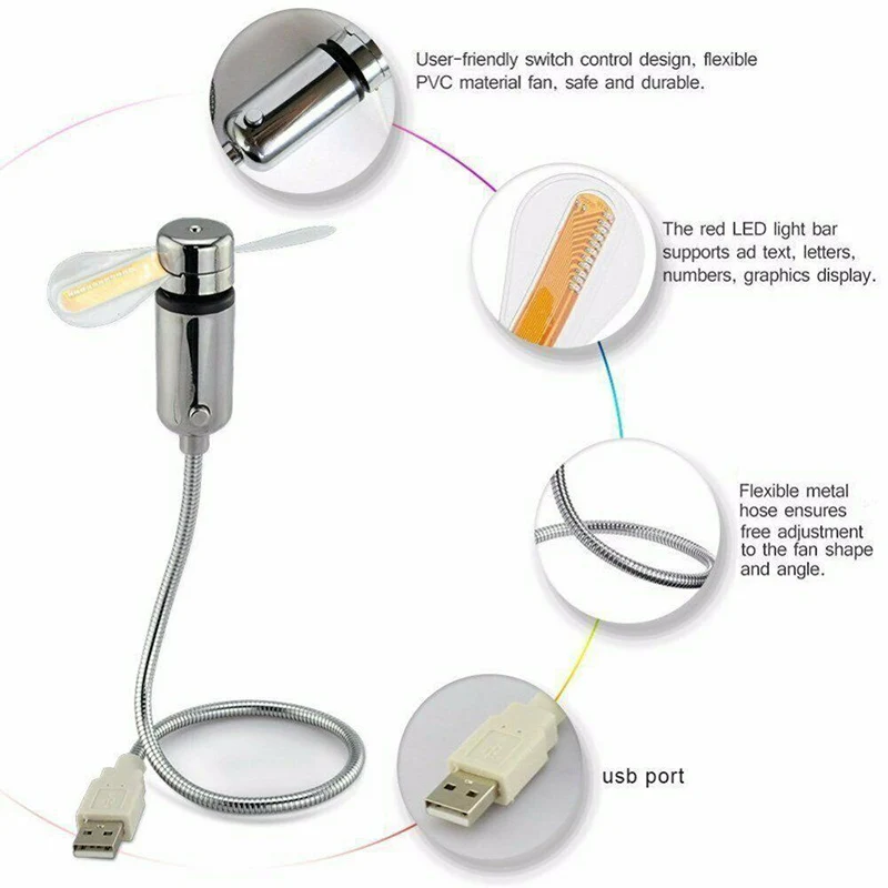 Ручной мини USB вентилятор Портативные гаджеты гибкий светодиодный часы с