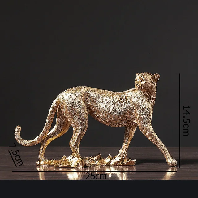 Retro Cheetah Statue Animal Figurine Panther Leopard Sculpture Home Office Table Desktop Decor Ornaments Gifts 2