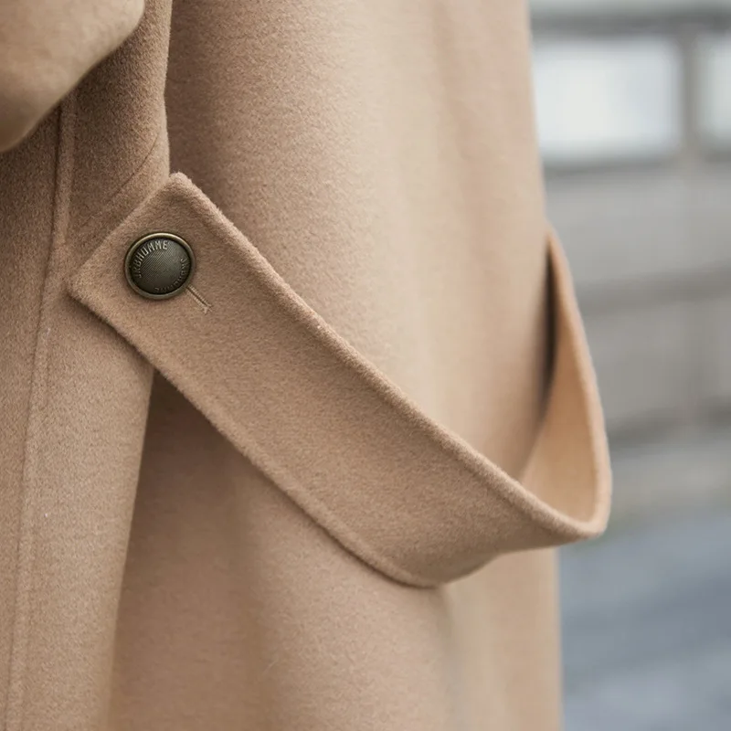 Длинные шерстяные кашемировые пальто для женщин 2019 осень зима женские куртки плюс размер бежевый