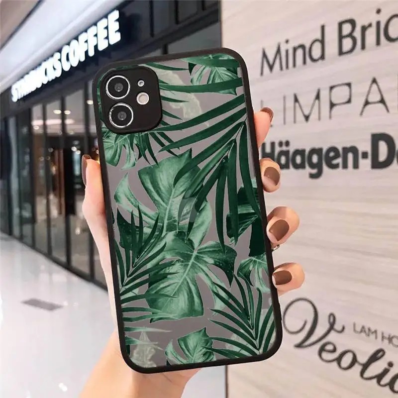 

Summer Tropical Green plants leaf Phone Case matte transparent For iphone 7 8 11 12 plus mini x xs xr pro max cover
