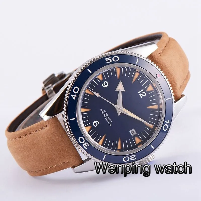 Мужские Роскошные Механические электронные водонепроницаемые часы с синим