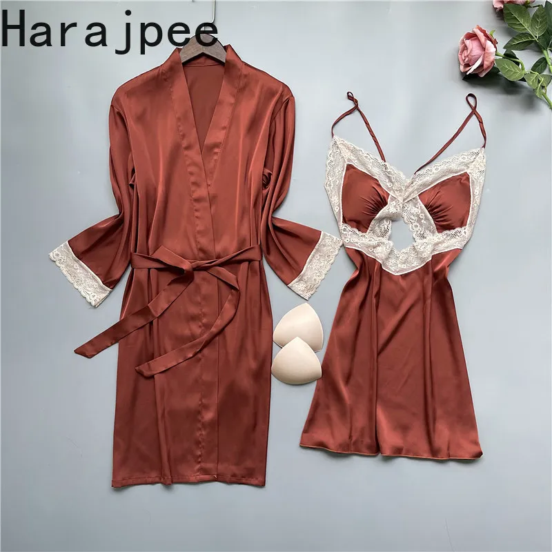 

Новая Соблазнительная стильная женская ночная рубашка Harajpee из двух частей, демисезонная маленькая сексуальная ночная рубашка из ледяного ...