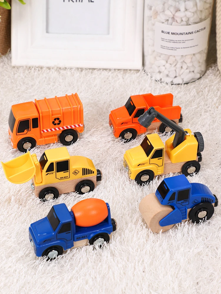 Деревянный магнитный Поезд Самолет деревянная железная дорога вертолет