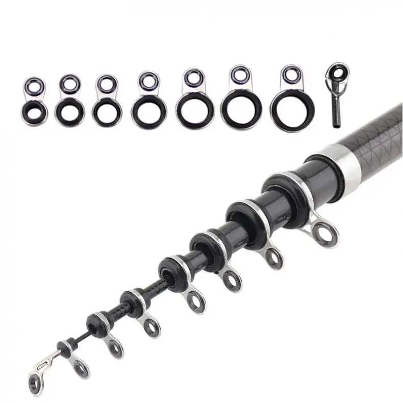 

8pcs/lot Mixed Sizes 6 x 5 6 7 8 9 10 11mm Rock Telescopic Sea Fishing Rod Guide Rings Repair Fishing Rod Guides