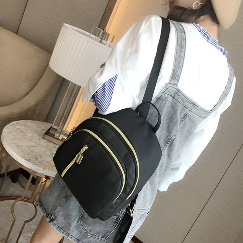 

School Backpack Nylon Women Backpacks Simple High Quality Casual Lady Bags 2021 Fashion Solid Color Travel Backpacks New