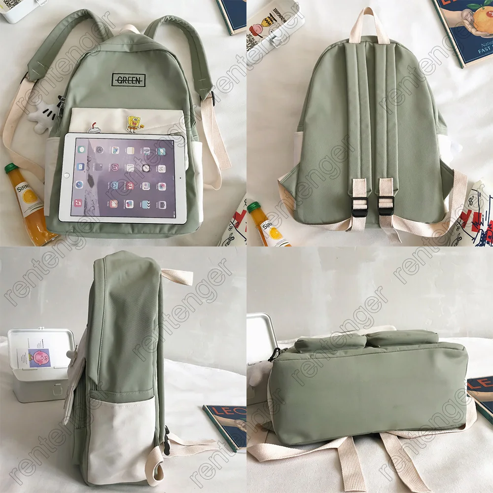 

Book Fashion Lady Kawaii Backpack Waterproof Nylon Girl School Bag College Female Cute Backpack Badge Women Harajuku Bag Student