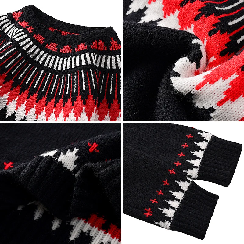 

2021 Vintage Winter Autumn Woman Sweater Argyle Mori Girl Style Pullover Long Sleeve Knitted Jacquard Top Pull Femme Streetwear
