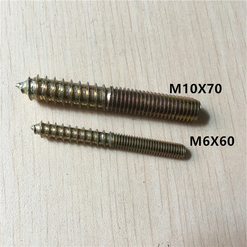 

Винт с двойной головкой из углеродистой стали, металлические шпильки, двухрезьбовые винты, винты для мебели, дивана, лестницы, болты, M4M6,100 шт...