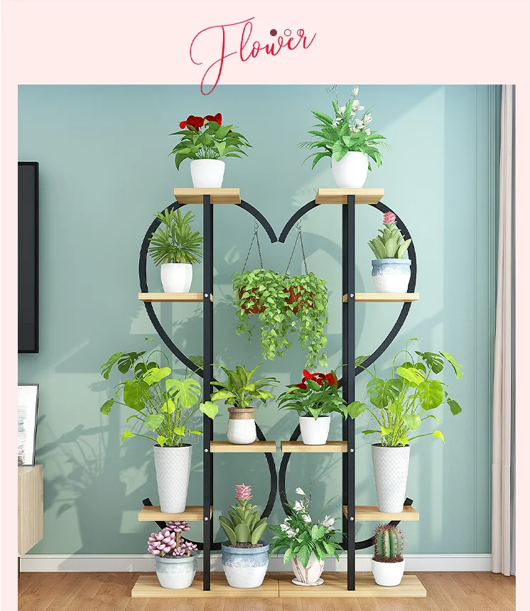 

Flower stand shelf balcony green radish hanging creative flower stand living room indoor iron floor multi-layer heart-shaped flo
