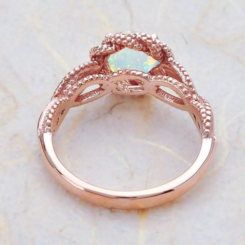 Женское элегантное кольцо с опалом обручальные кольца цвета розового золота
